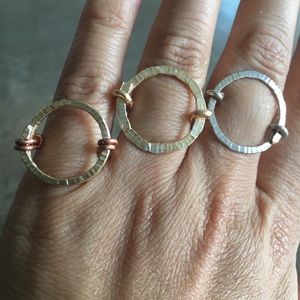 Hand Hammered Metal Circle Rings